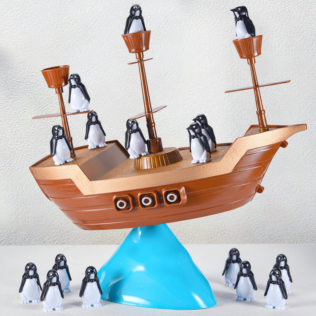 Penguin Stacking Balance Board Game For Kids On A Pirate Ship | Temsk