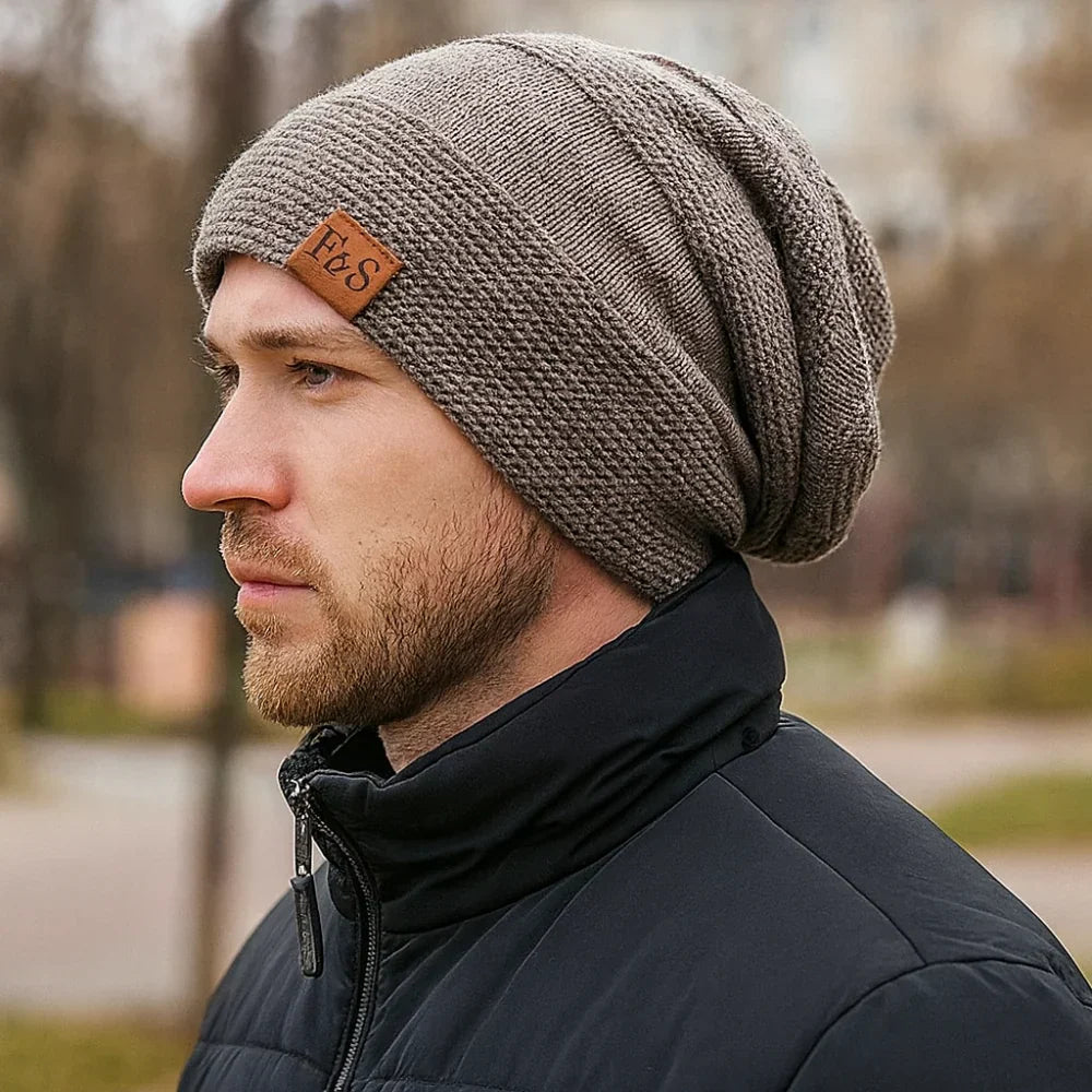 Lockere Beanie-Mütze mit Acrylfutter, gestrickte Wintermütze | Temsk