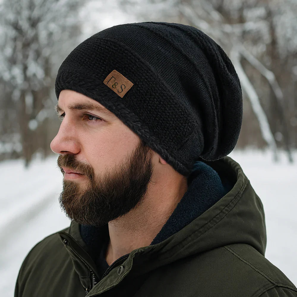 Lockere Beanie-Mütze mit Acrylfutter, gestrickte Wintermütze | Temsk