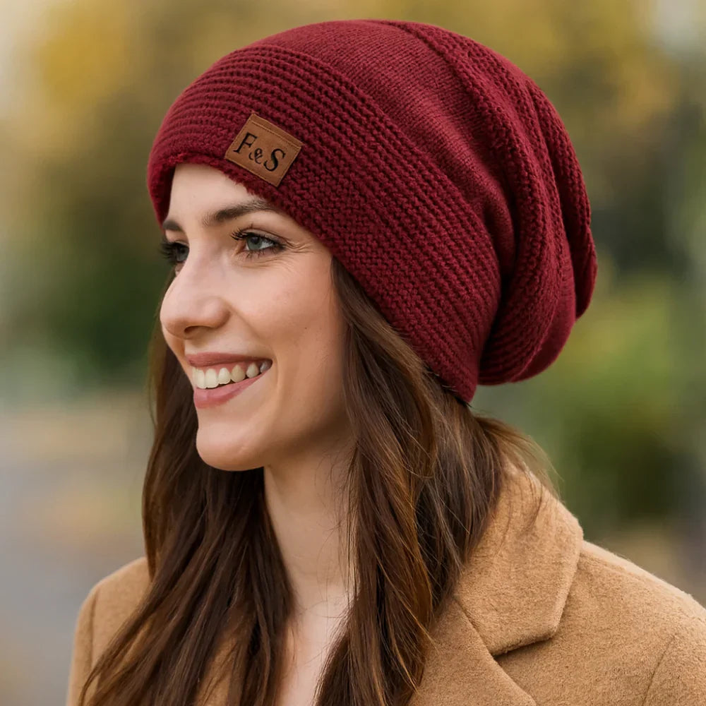 Lockere Beanie-Mütze mit Acrylfutter, gestrickte Wintermütze | Temsk
