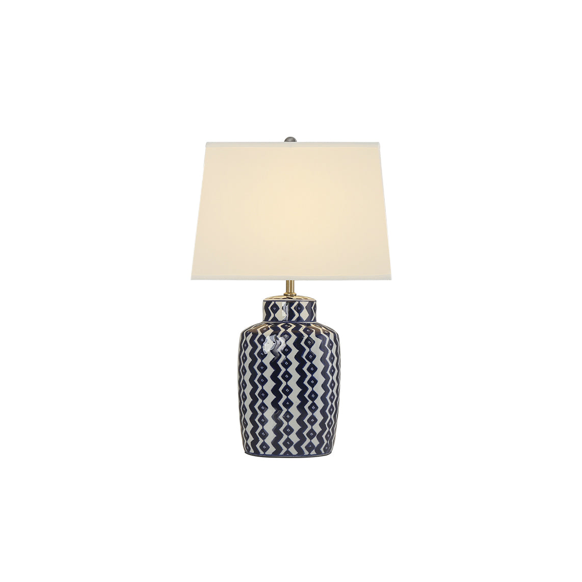 Astra Blue and White Porcelain Table Lamp With Satin Nickel Finish | Temsk