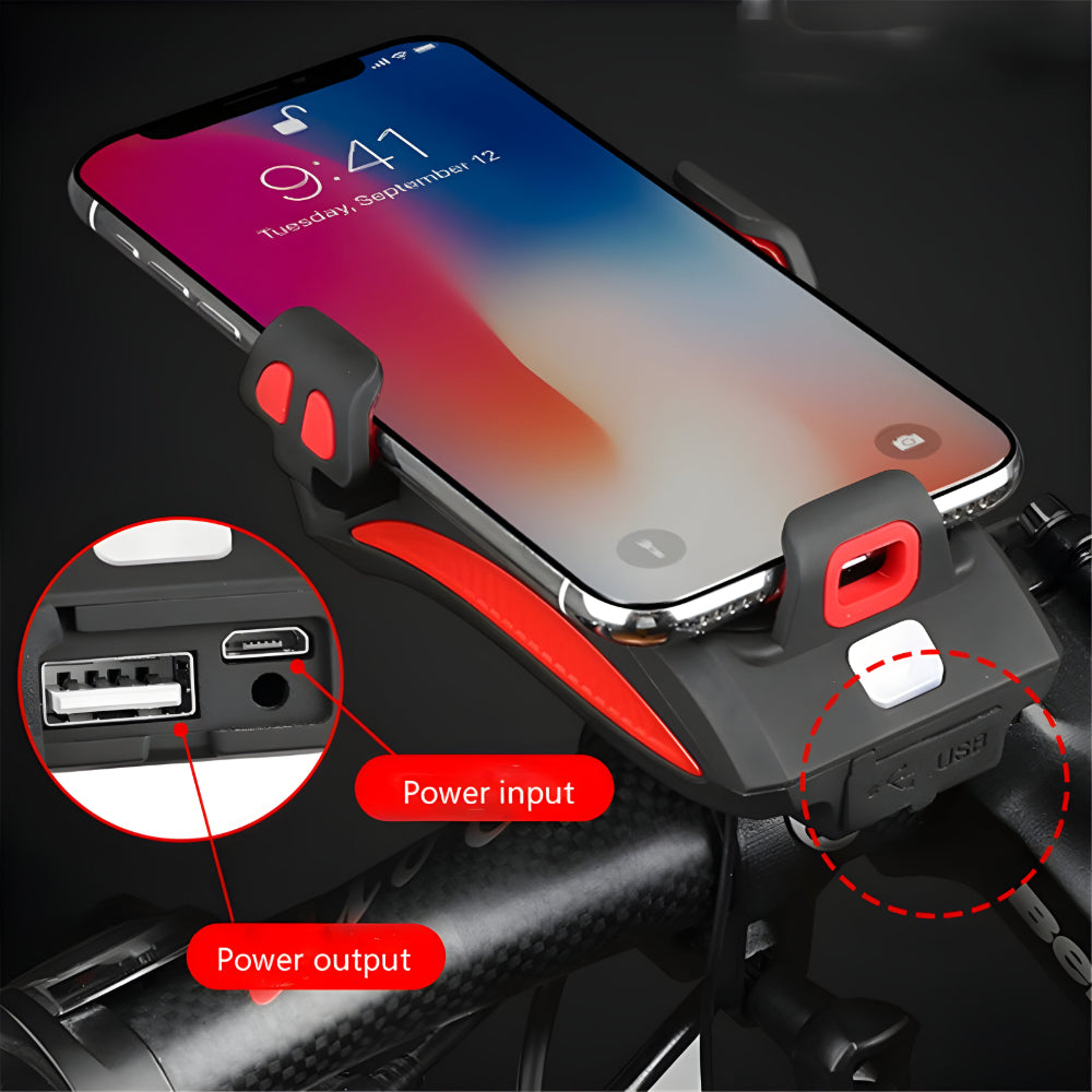All In One Bike Light With Phone Mount Horn And Power Bank | Temsk