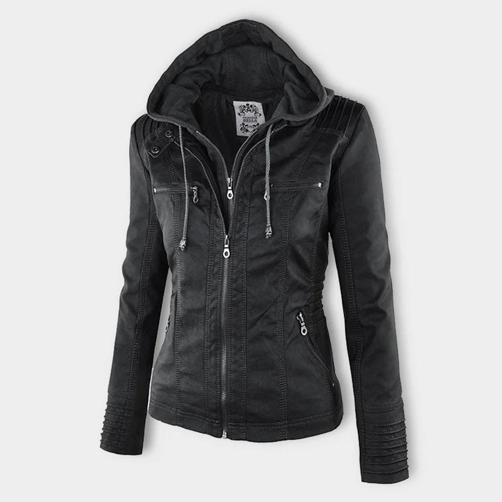 Evercrest Double Lined Hooded Leather Jacket For Ladies | Temsk