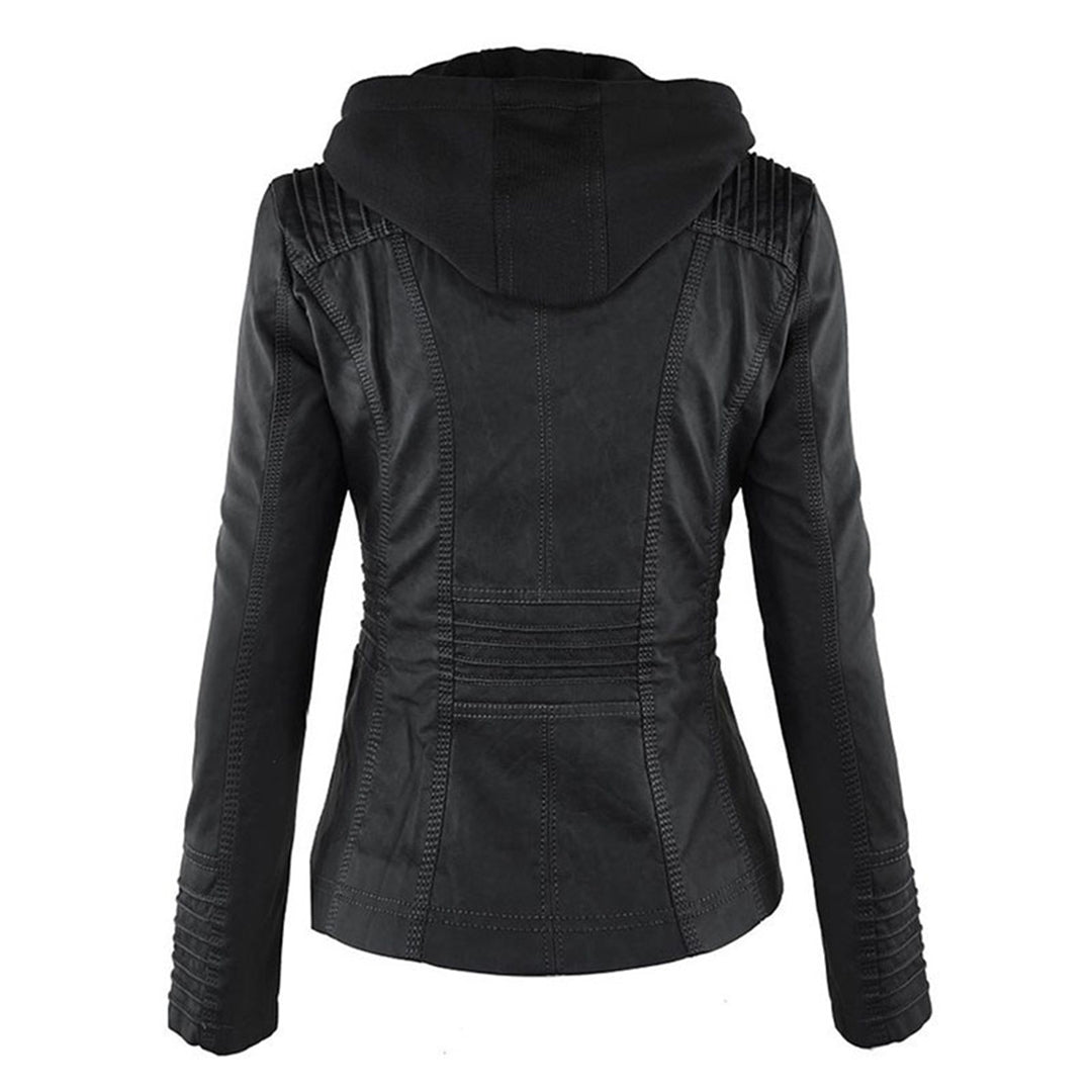 Evercrest Double Lined Hooded Leather Jacket For Ladies | Temsk