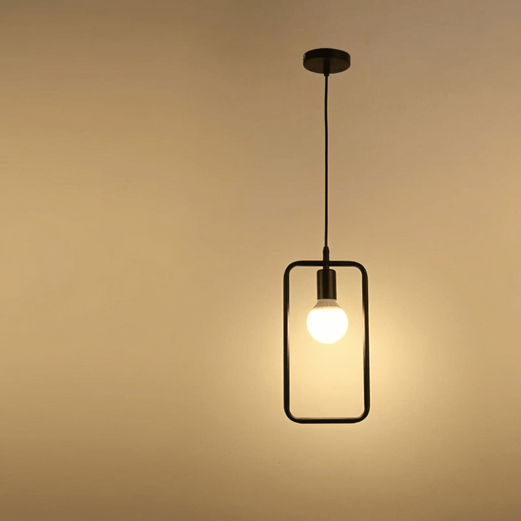 Černé kovové závěsné svítidlo s obdélníkovým rámem, moderní design, 24x12 palců | Temsk