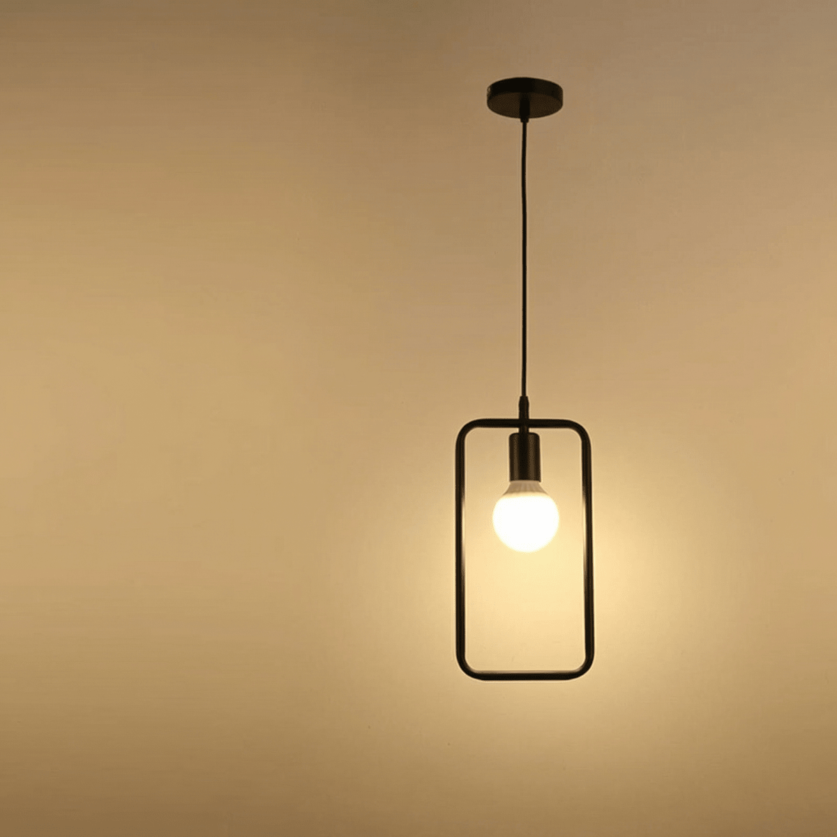 Černé kovové závěsné svítidlo s obdélníkovým rámem, moderní design, 24x12 palců | Temsk