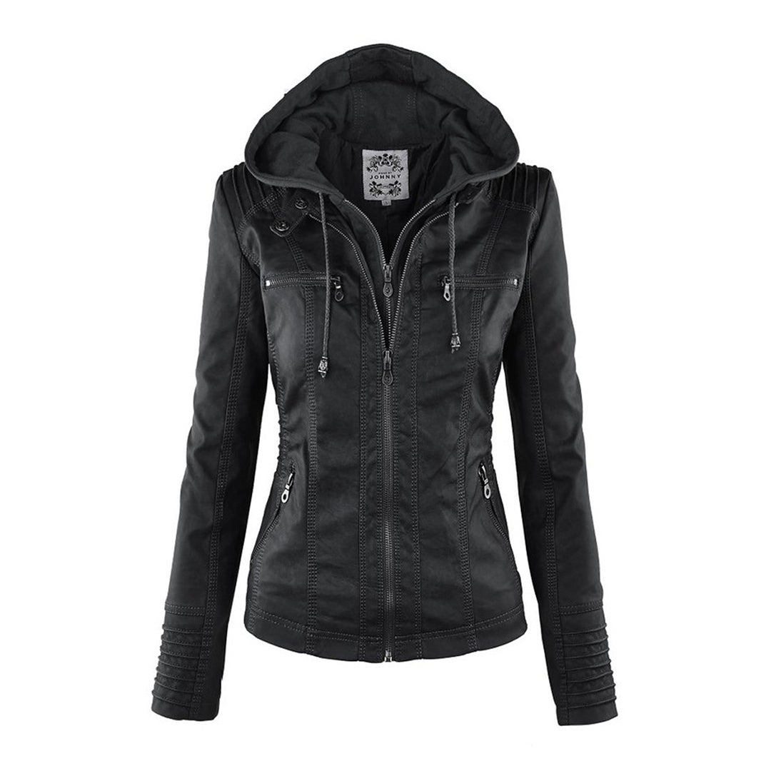 Evercrest Double Lined Hooded Leather Jacket For Ladies | Temsk