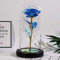 Mothers Day Rose Figure Display Under Glass Dome With Soft Lights | Temsk