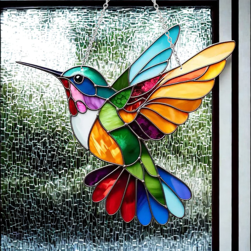 Bluebird Fenster-Sonnenfänger mit Buntglas-Acryl-Hängedekor | Temsk