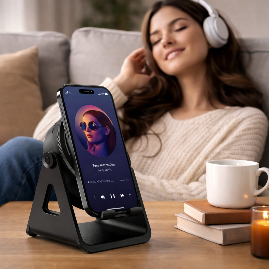 Wireless Charger With Bluetooth Speaker And Induction Phone Stand | Temsk