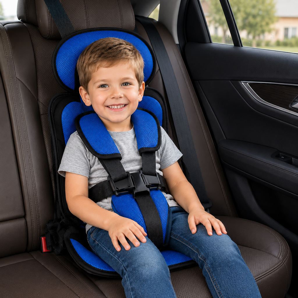 Tragbarer Booster-Sitz für Reisen im Auto mit klappbarem Gurtsystem | Temsk