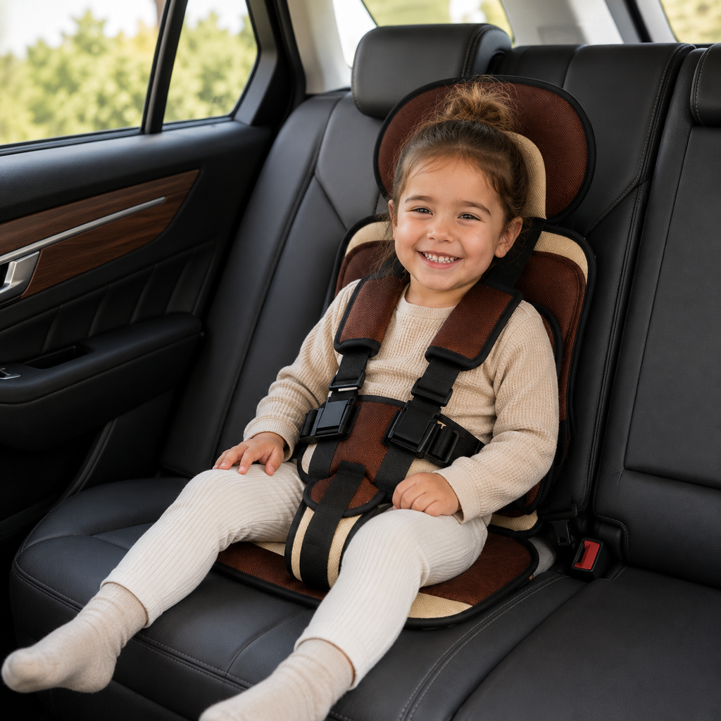 Tragbarer Booster-Sitz für Reisen im Auto mit klappbarem Gurtsystem | Temsk