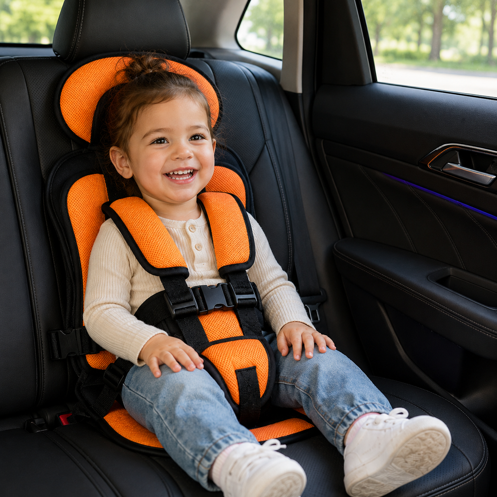 Tragbarer Booster-Sitz für Reisen im Auto mit klappbarem Gurtsystem | Temsk