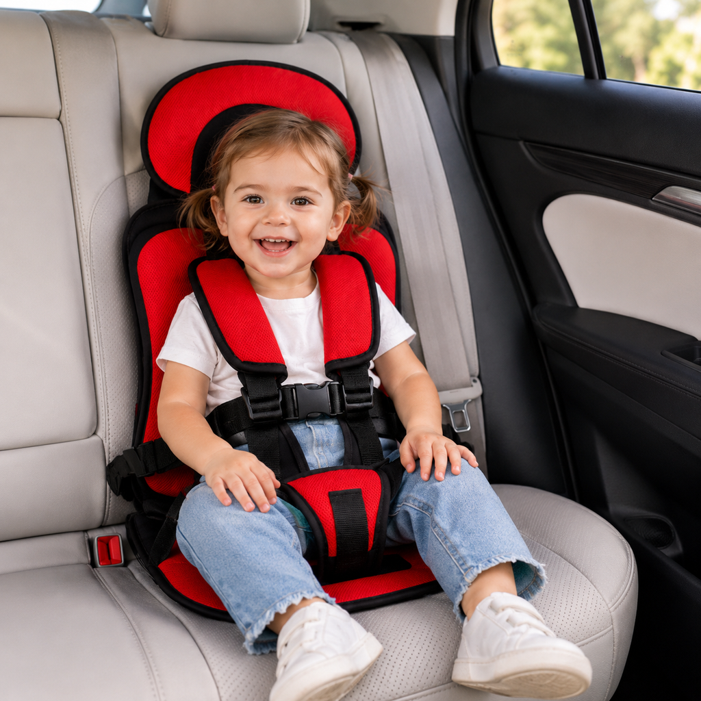 Tragbarer Booster-Sitz für Reisen im Auto mit klappbarem Gurtsystem | Temsk