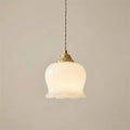 Cream Lily Pendant Light Fixture With Brass Finish, 12 Inches | Temsk