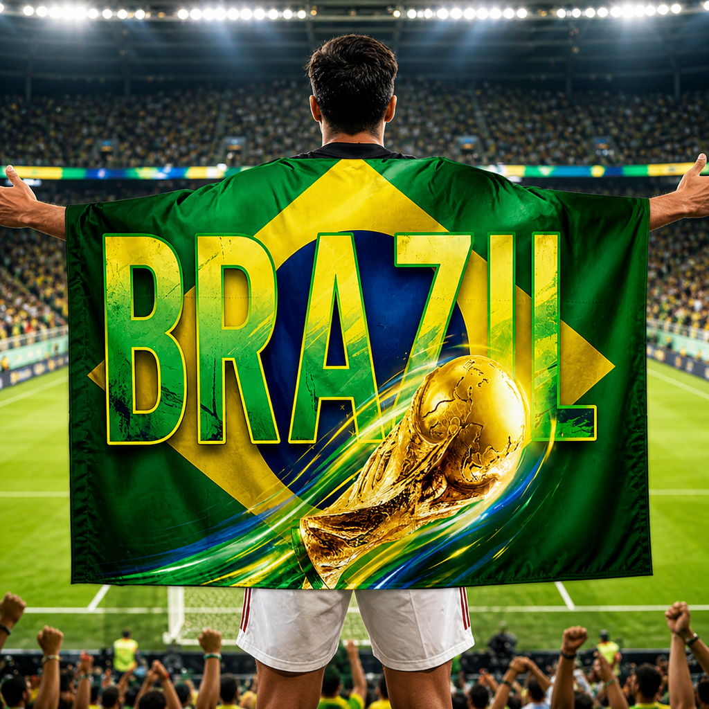 Brasilien-Flagge WM-Umhang für Fans und Banner-Dekoration | Temsk