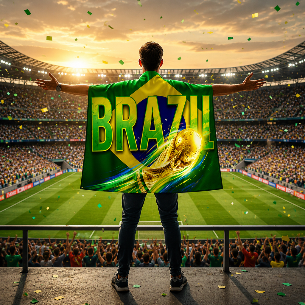 Brasilien-Flagge WM-Umhang für Fans und Banner-Dekoration | Temsk