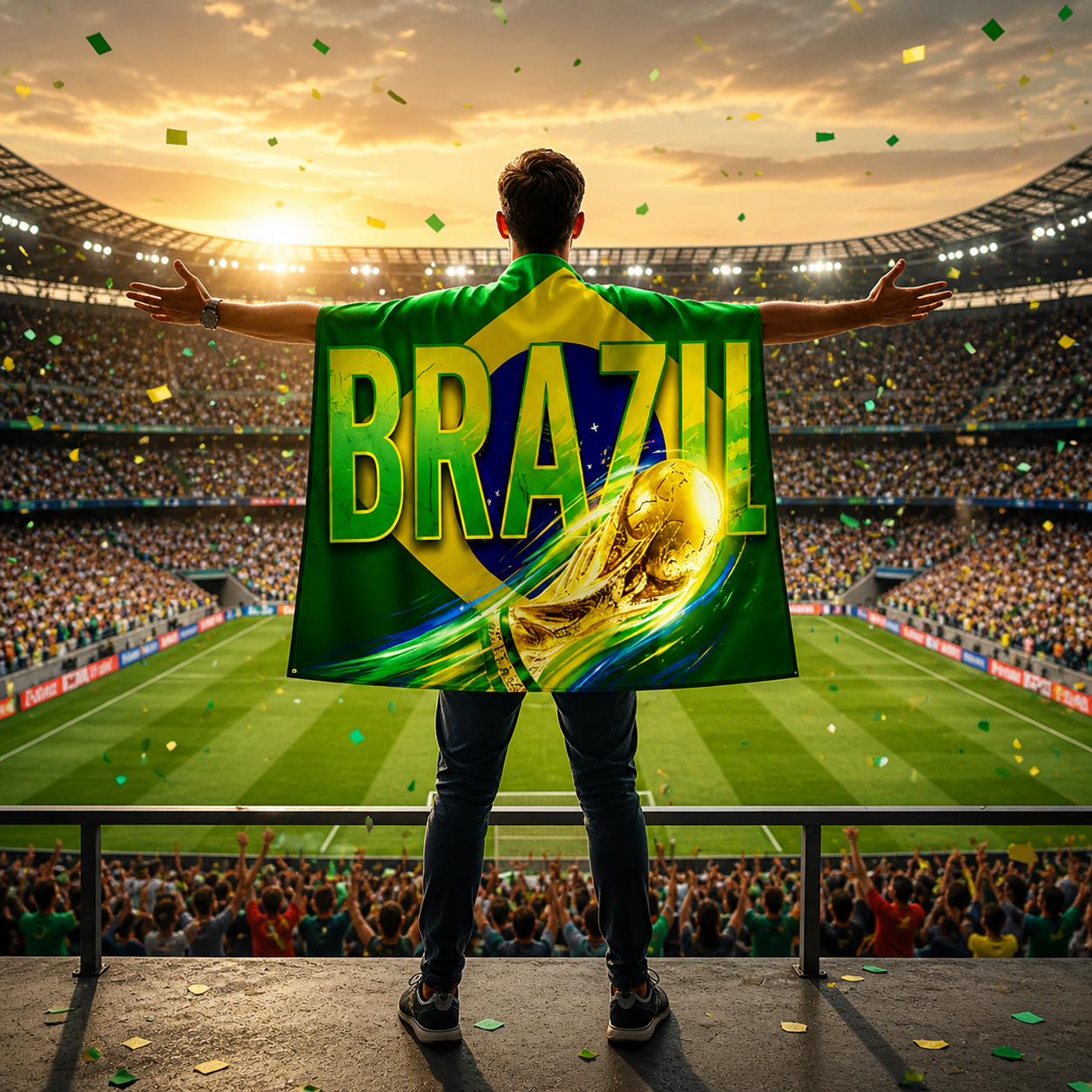 Brasilien-Flagge WM-Umhang für Fans und Banner-Dekoration | Temsk
