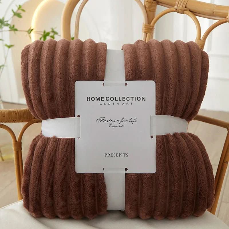 CozyStripe Wide Flannel Fleece Blanket With Stripe Pattern | Temsk