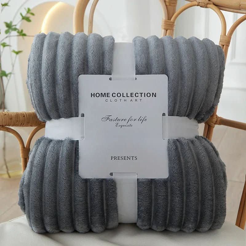 CozyStripe Wide Flannel Fleece Blanket With Stripe Pattern | Temsk