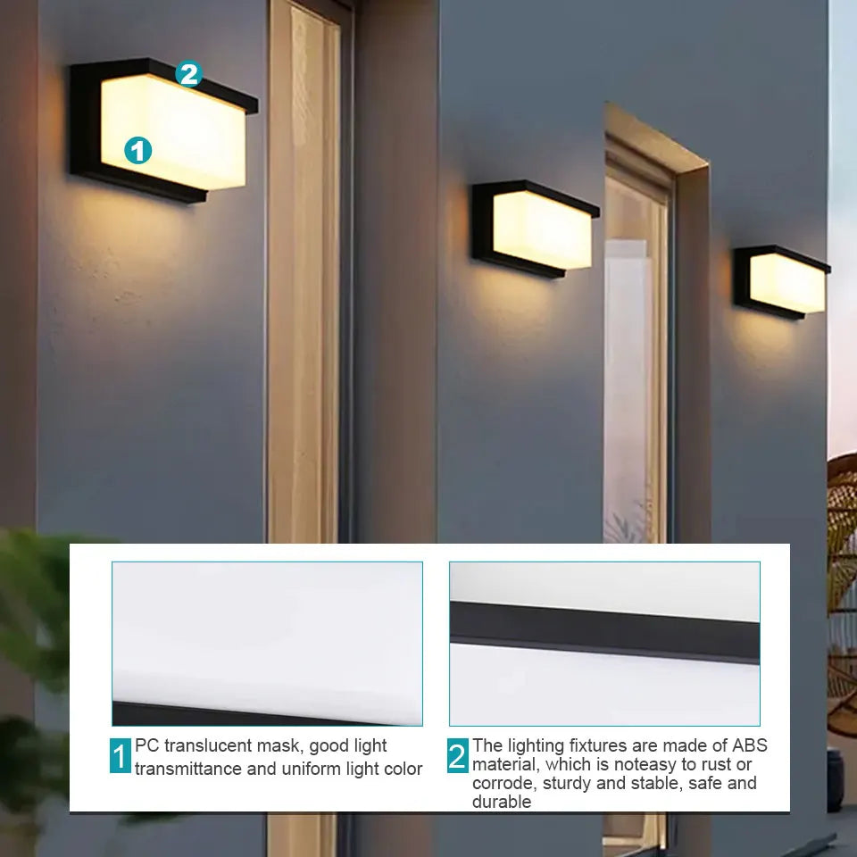 WallBright wetterfeste Wandleuchte mit Bewegungssensor | Temsk