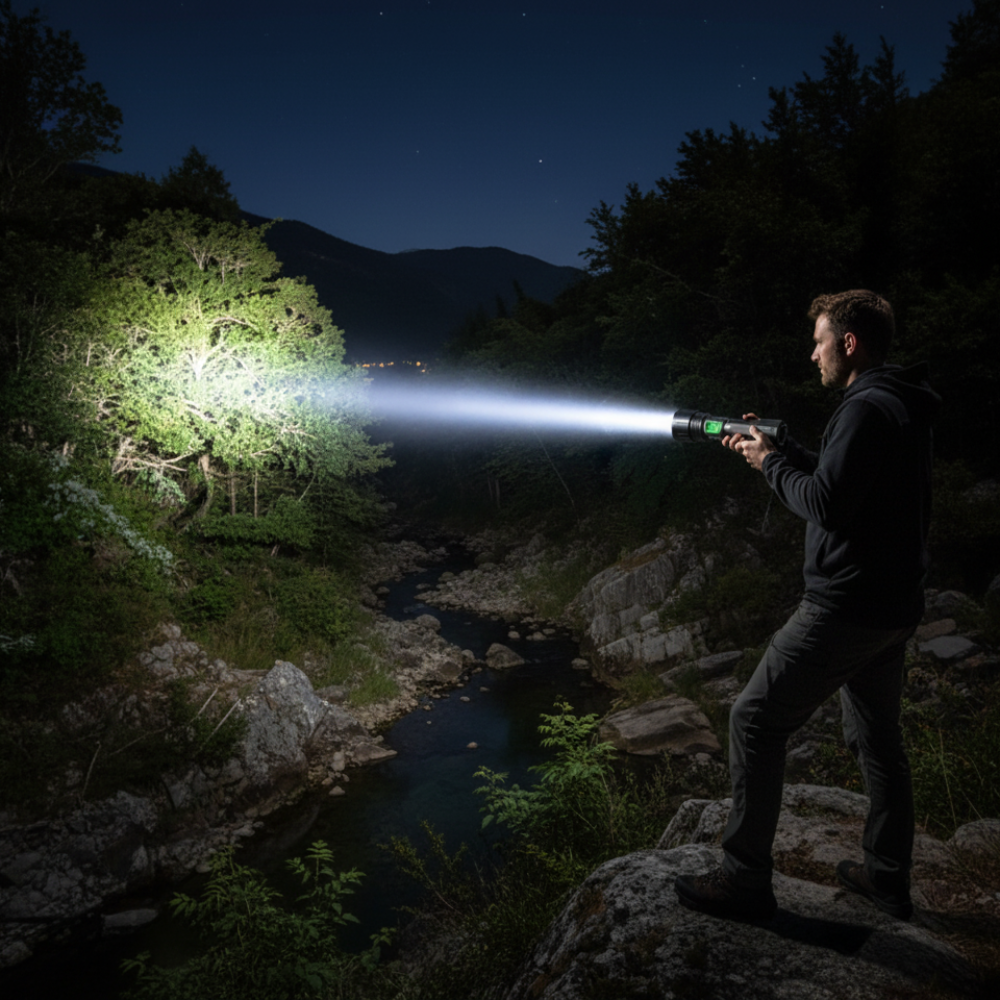 Outdoor LED Flashlight With Aluminum Body And Rechargeable Power | Temsk