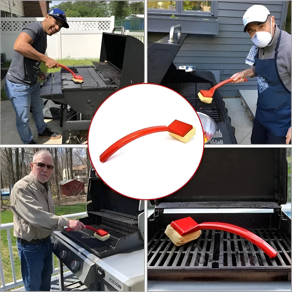Long Handle Grill Cleaner With Steam Scrub Pad For BBQ Grates | Temsk