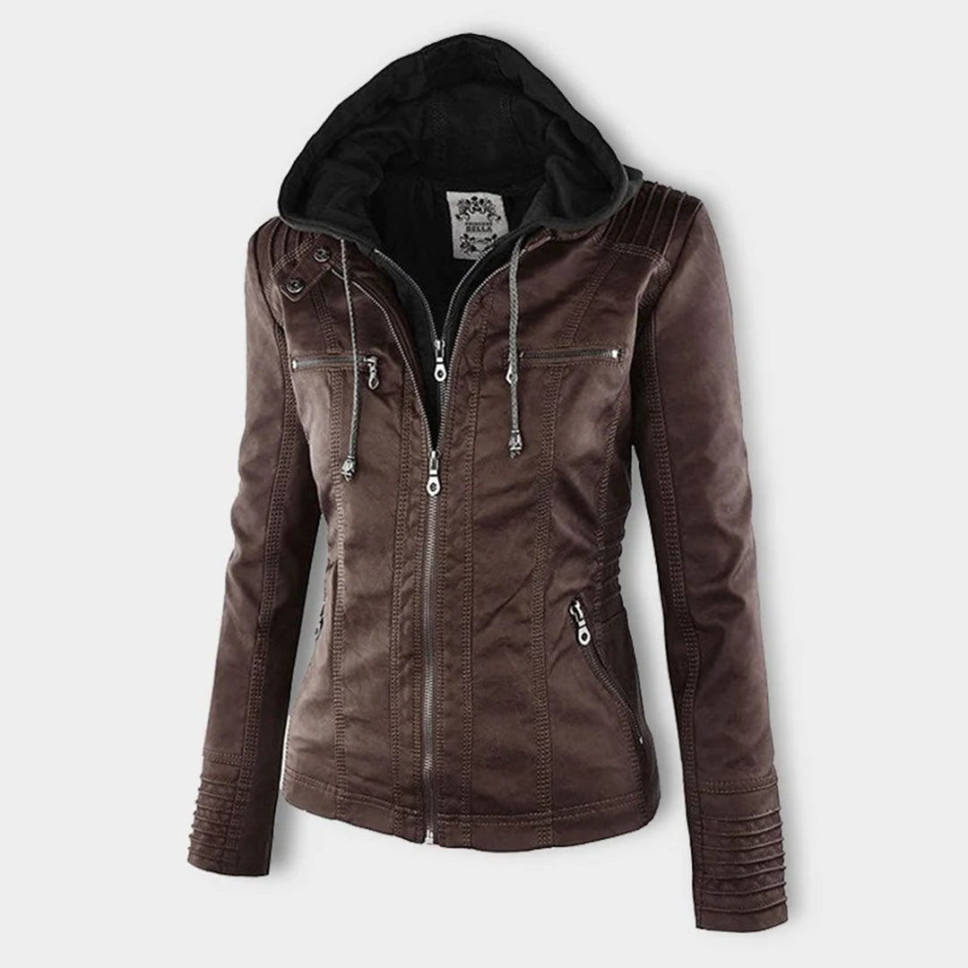 Evercrest Double Lined Hooded Leather Jacket For Ladies | Temsk