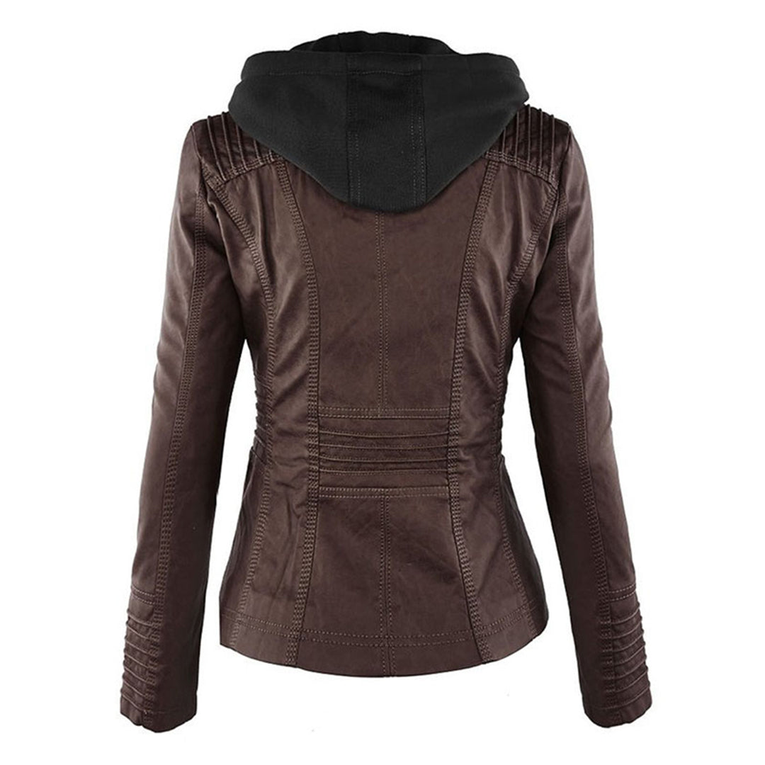 Evercrest Double Lined Hooded Leather Jacket For Ladies | Temsk