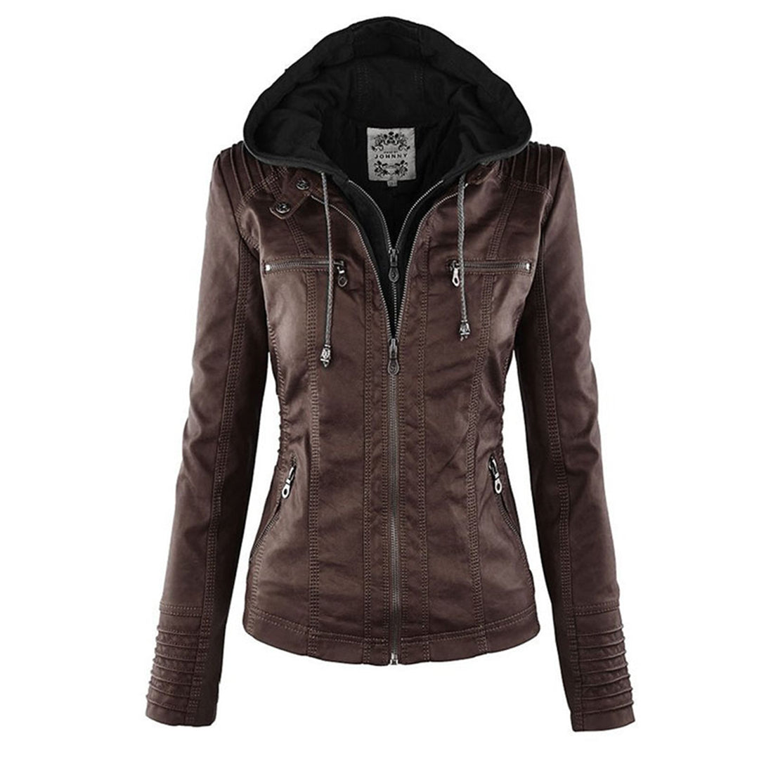 Evercrest Double Lined Hooded Leather Jacket For Ladies | Temsk