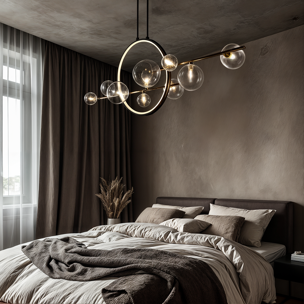 Aurelia Glass Chandelier By LumeCraft With Aluminum Frame And Hand Blown Glass | Temsk