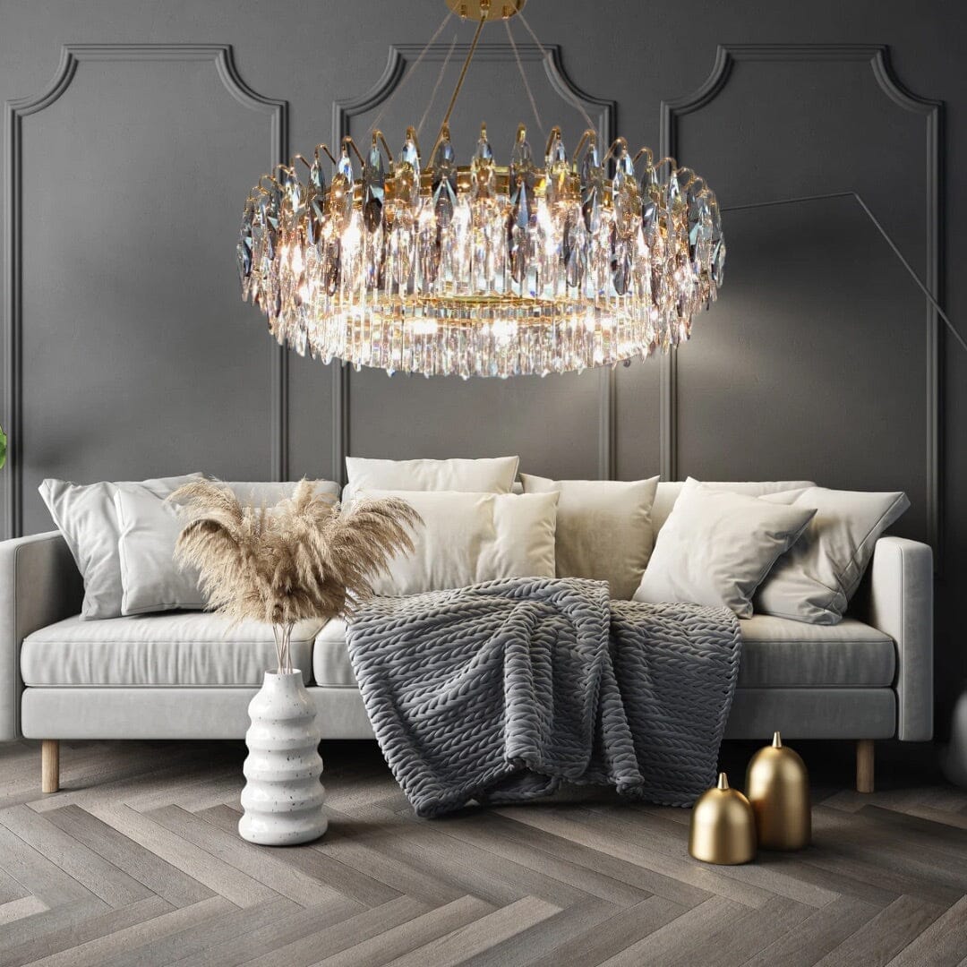 Aventis Crystal Chandelier in Bronze Finish for Hallways and Living Rooms | Temsk