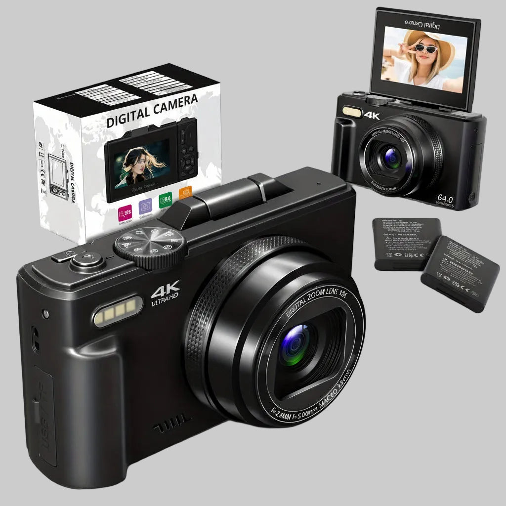 Kompakte 4K-Digitalkamera mit WLAN und Klappbildschirm für Vlogging | Temsk