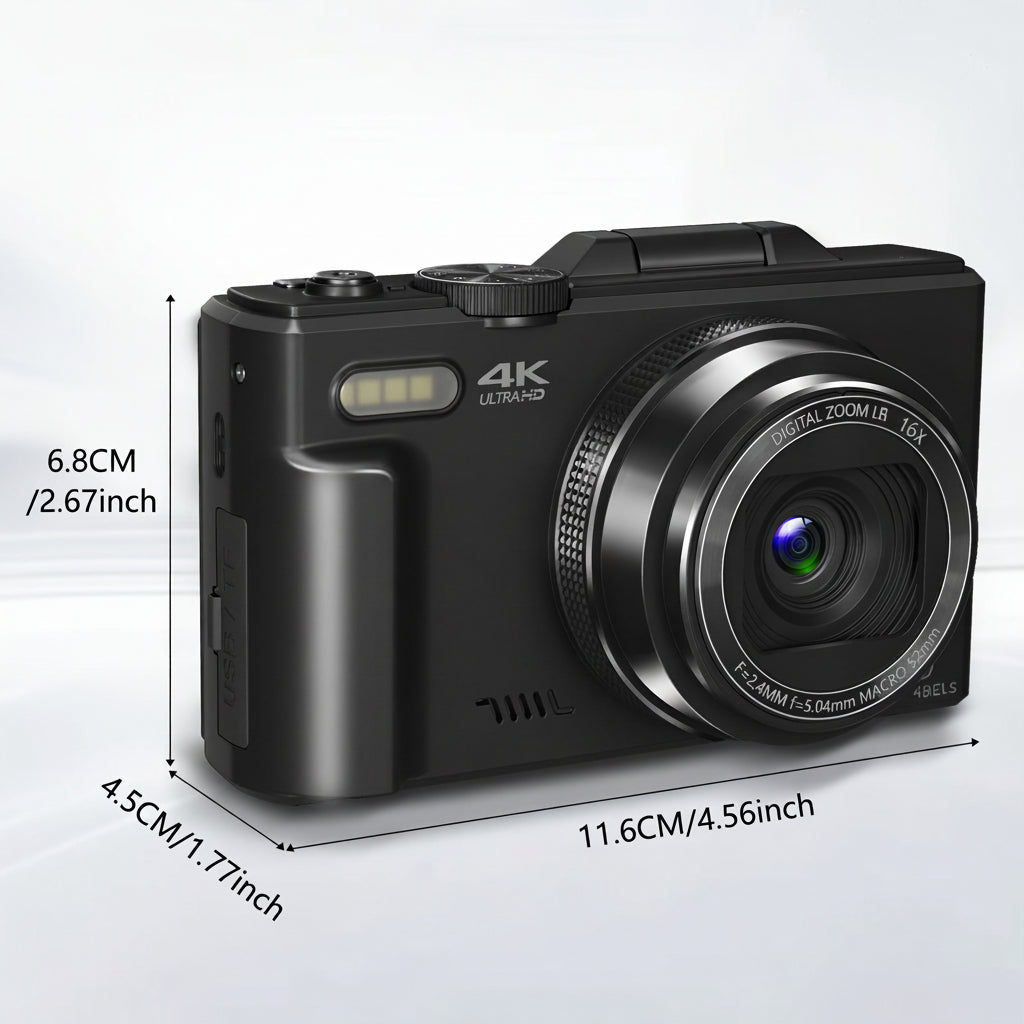 Kompakte 4K-Digitalkamera mit WLAN und Klappbildschirm für Vlogging | Temsk
