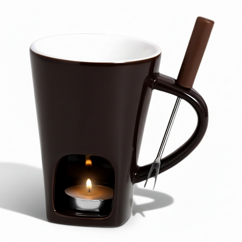 Ceramic Candle Heat Fondue Pot for Chocolate and Cheese Temsk