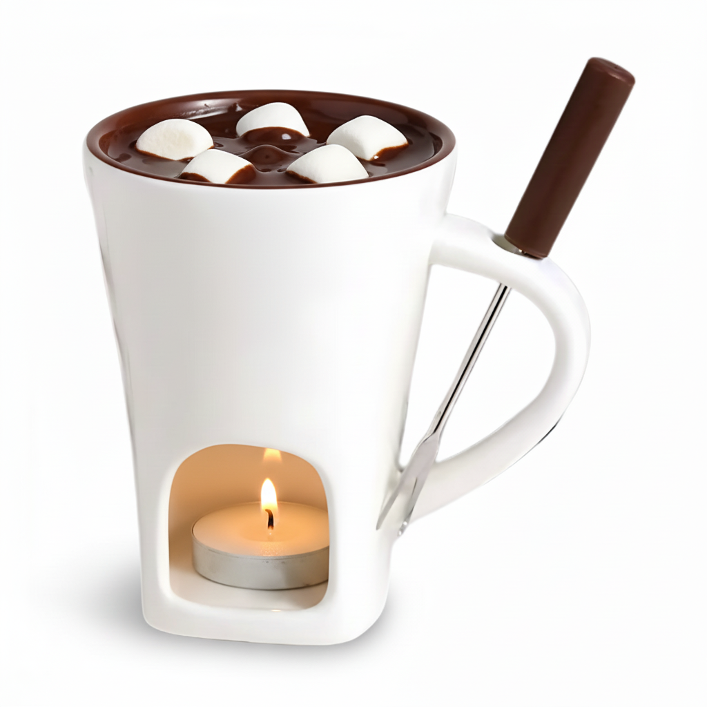 Ceramic Fondue Pot With Candle Heat For Chocolate And Cheese | Temsk
