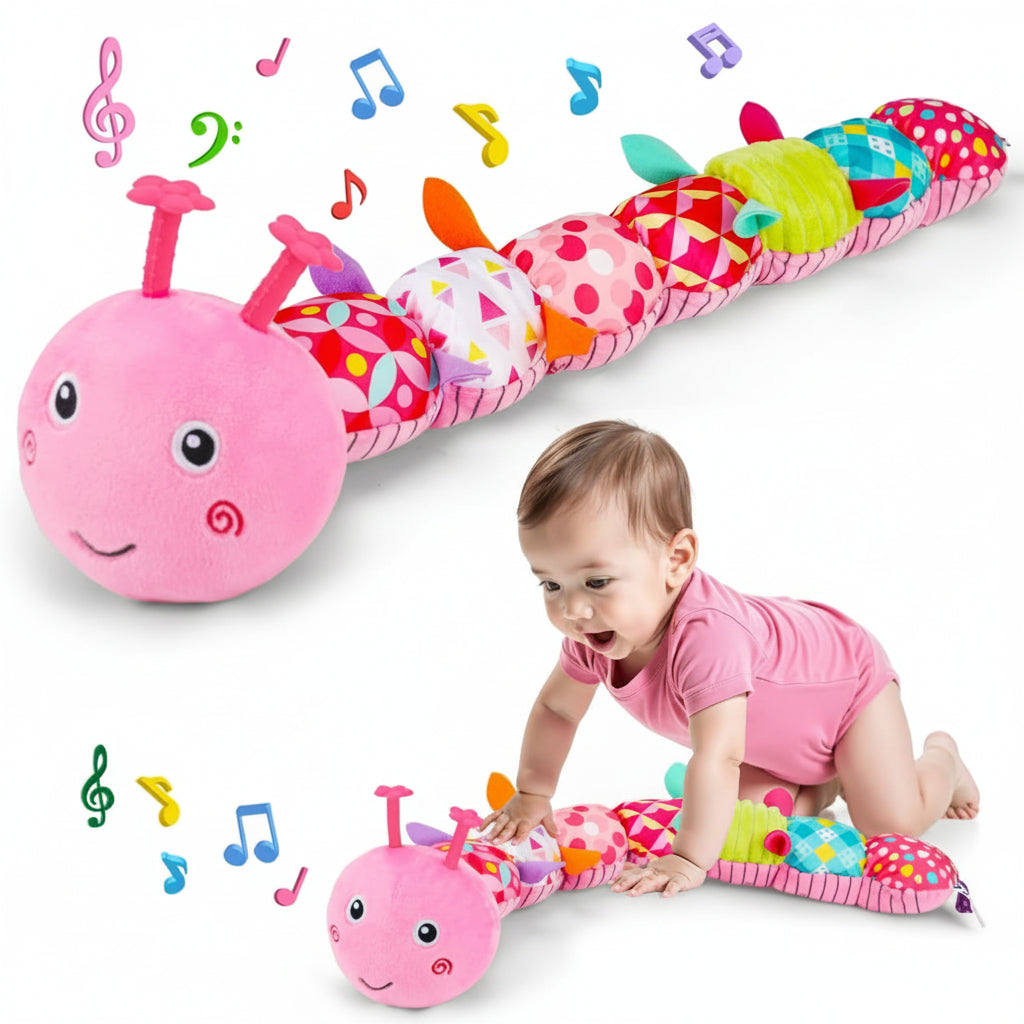 Caterpillar Plush Toy With Music For Baby Sensory And Tummy Time | Temsk