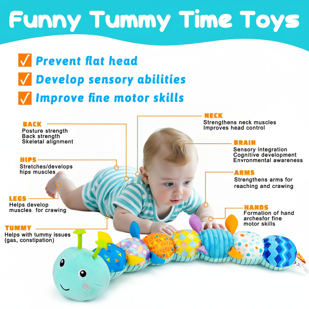 Caterpillar Plush Toy With Music For Baby Sensory And Tummy Time | Temsk