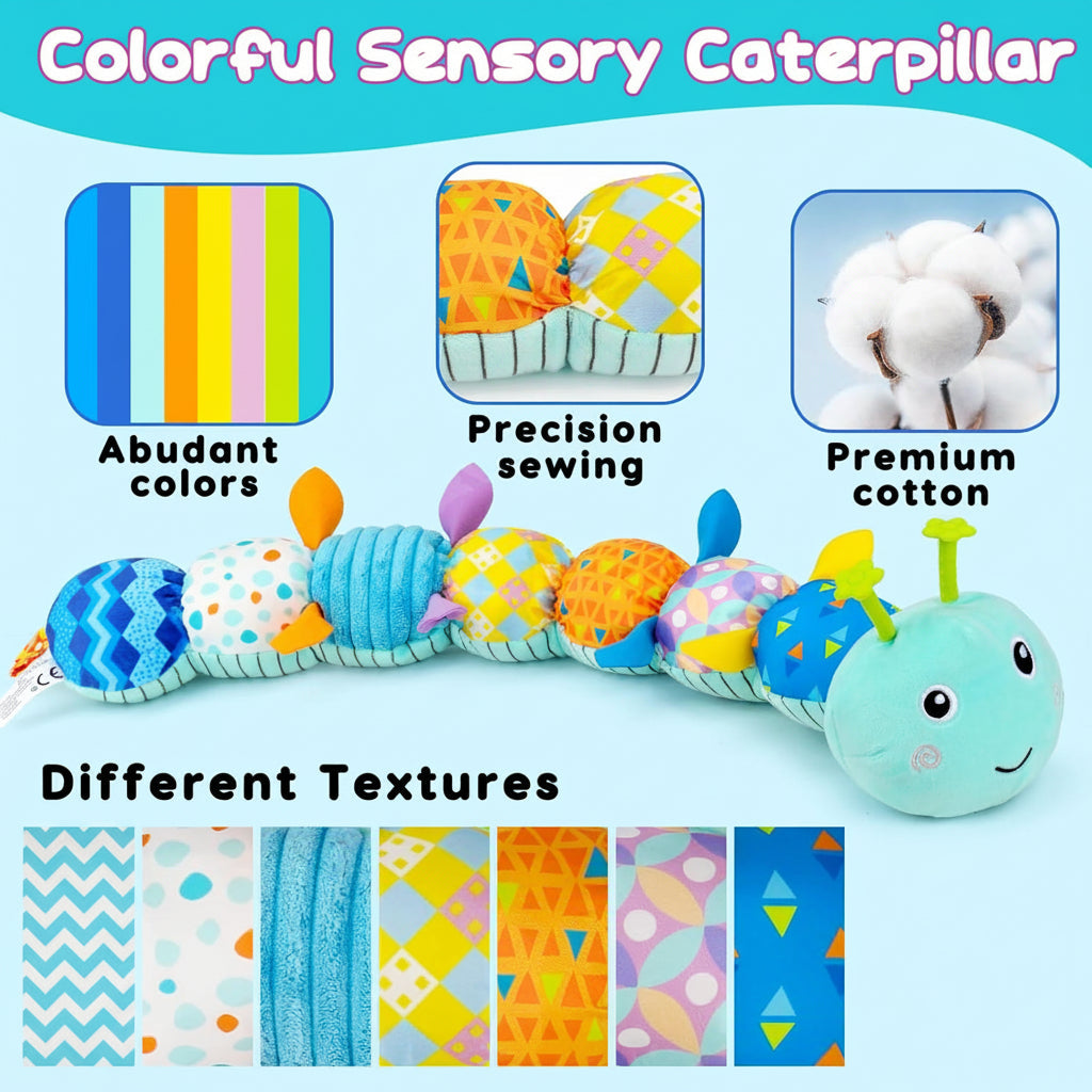 Caterpillar Plush Toy With Music For Baby Sensory And Tummy Time | Temsk