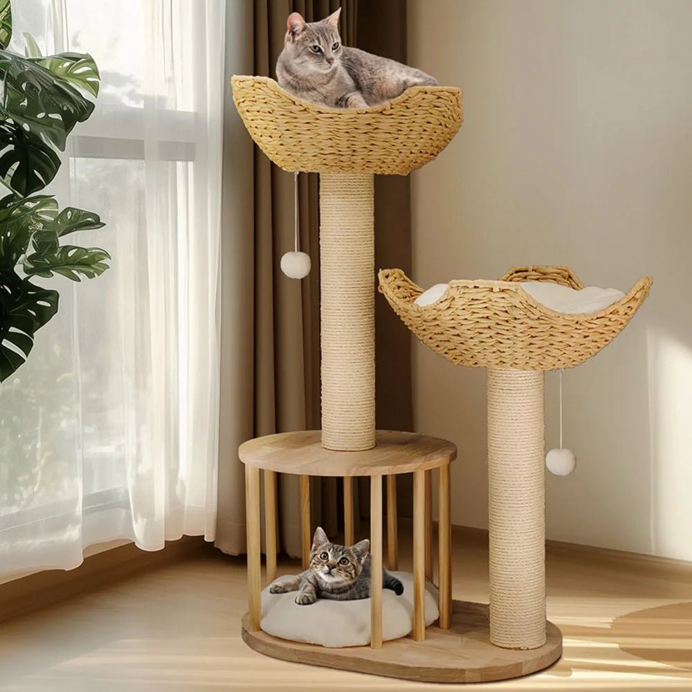 TriPaw Loft Three-Level Plush Cat Tree With Sturdy Sisal Scratching Posts | Temsk
