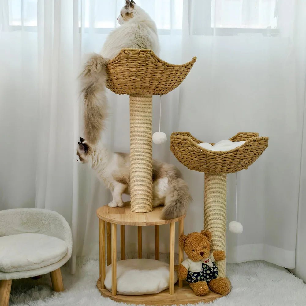 TriPaw Loft Three-Level Plush Cat Tree With Sturdy Sisal Scratching Posts | Temsk