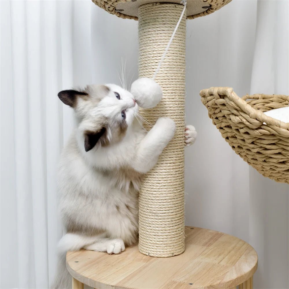 TriPaw Loft Three-Level Plush Cat Tree With Sturdy Sisal Scratching Posts | Temsk