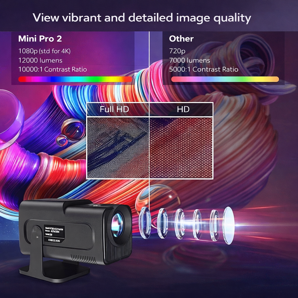Smart 4K Mini Projector For Portable Home Theater Experience | Temsk