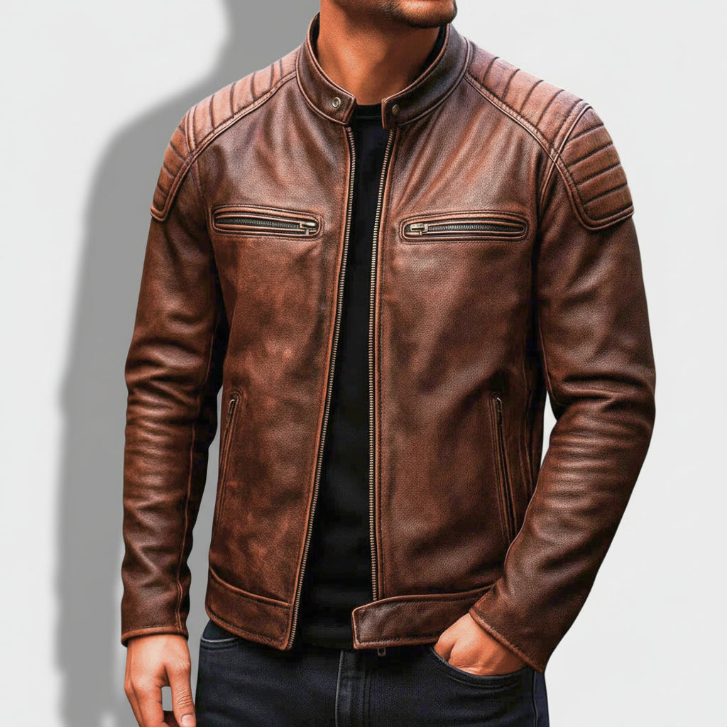 Herren Vintage-Motorradjacke im klassischen Stil | Temsk