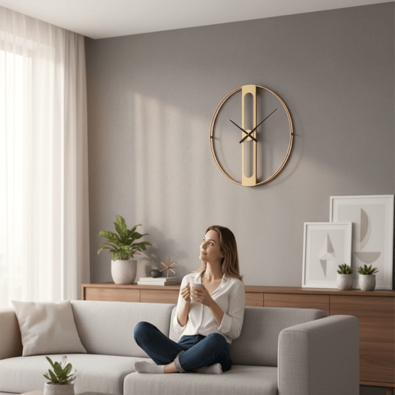 NovaGlow 50cm Gold and Black Metal Wall Clock as an Eye Catcher | Temsk