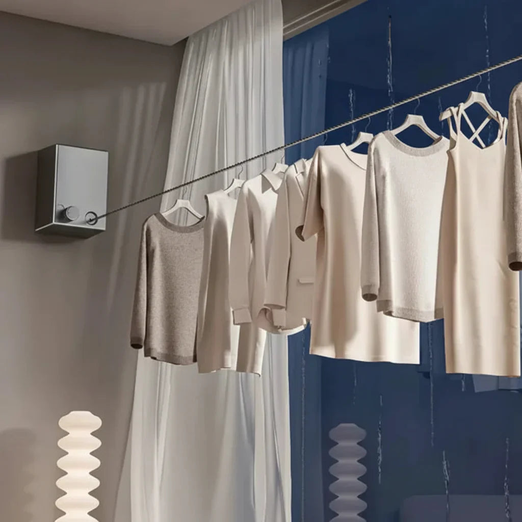 Wall Mounted Retractable Clothesline For Indoor And Outdoor Drying | Temsk
