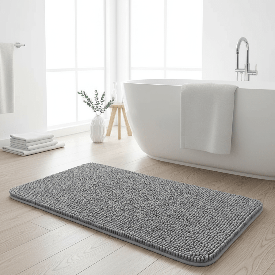 CozyNest Soft Non-Slip Chenille Bath Mat For Daily Bathroom Use | Temsk