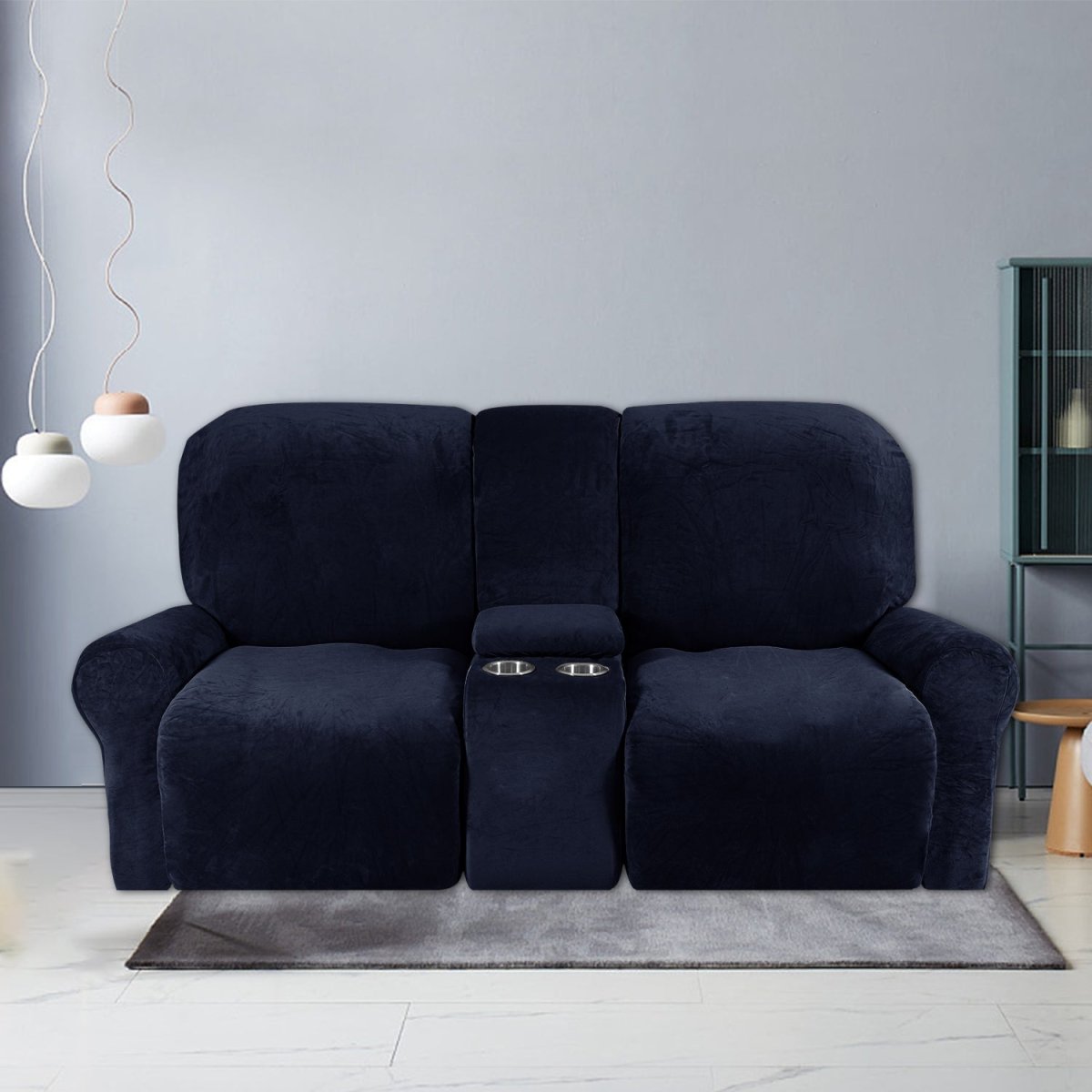 CozyNest To-Sæders Recliner Overtræk med Kopholdere, Tykt og Holdbart | Temsk