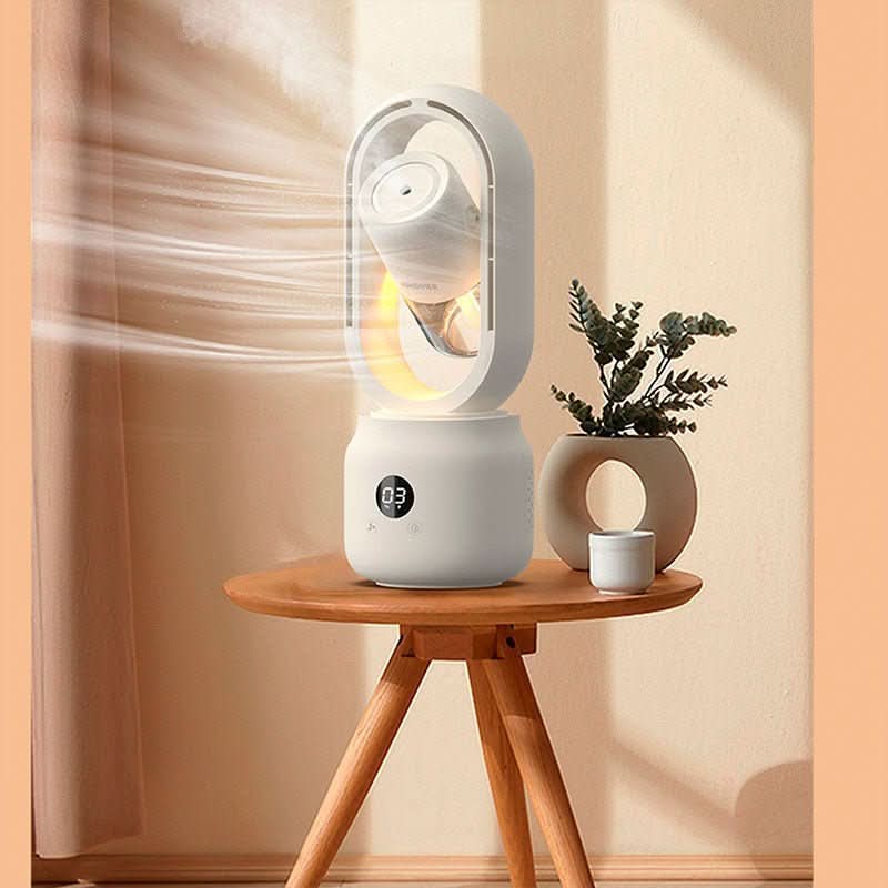 BreezeMist Portable Bladeless Fan With Humidifier And Night Light | Temsk