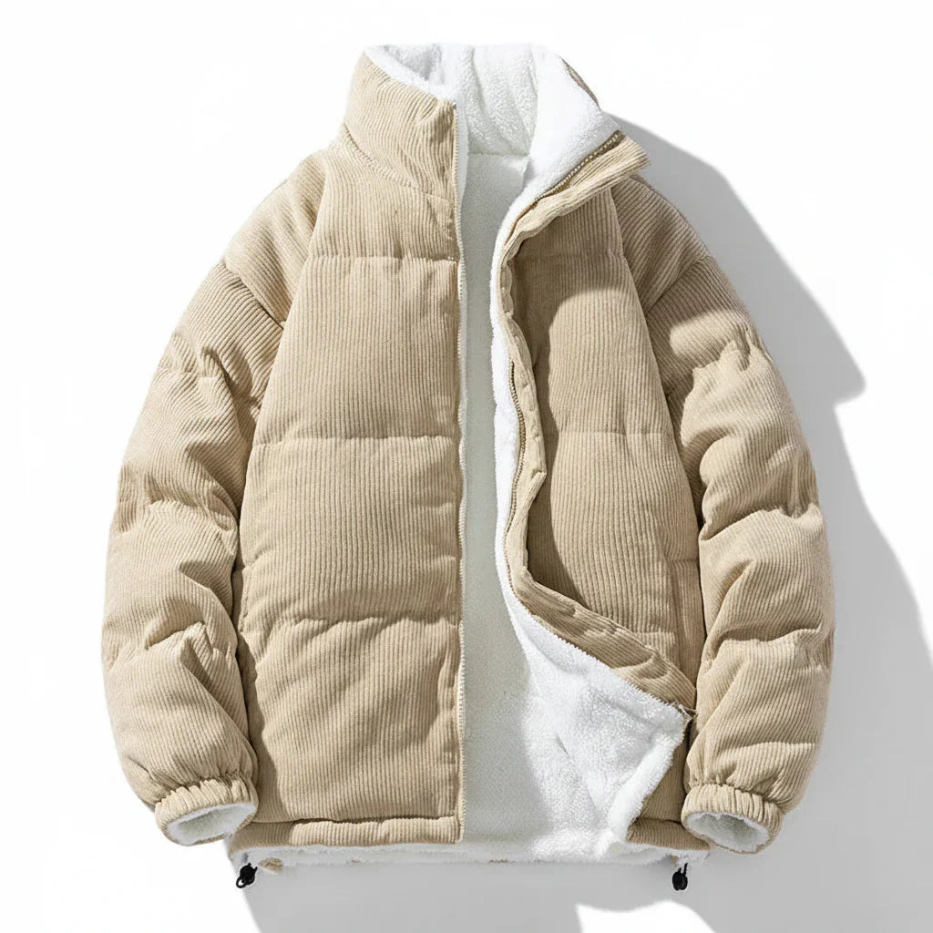 Corduroy Winter Jacket With Warm Lining And Zip Up | Temsk